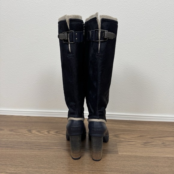 Y2K Sorel Medina Boots Womens 8 Blue Calf Hair Tall Knee High 2000s Rain Boots - Picture 6 of 16